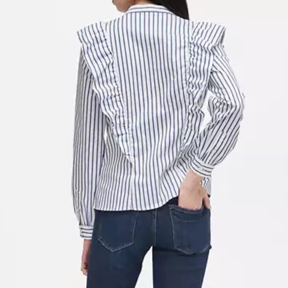Banana Republic Riley Stripe Ruffle Front Shirt - Picture 5 of 8